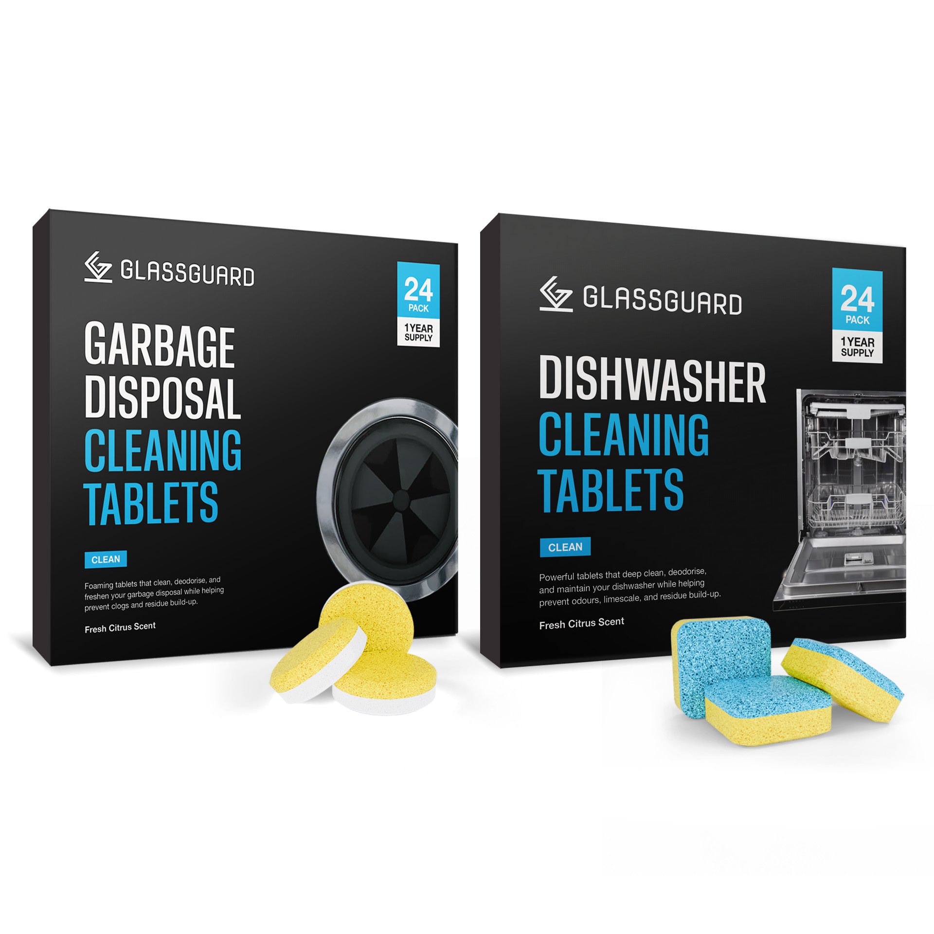 GLASSGUARD™ Dishwasher & Garbage Disposal Cleaning Tablet Bundle