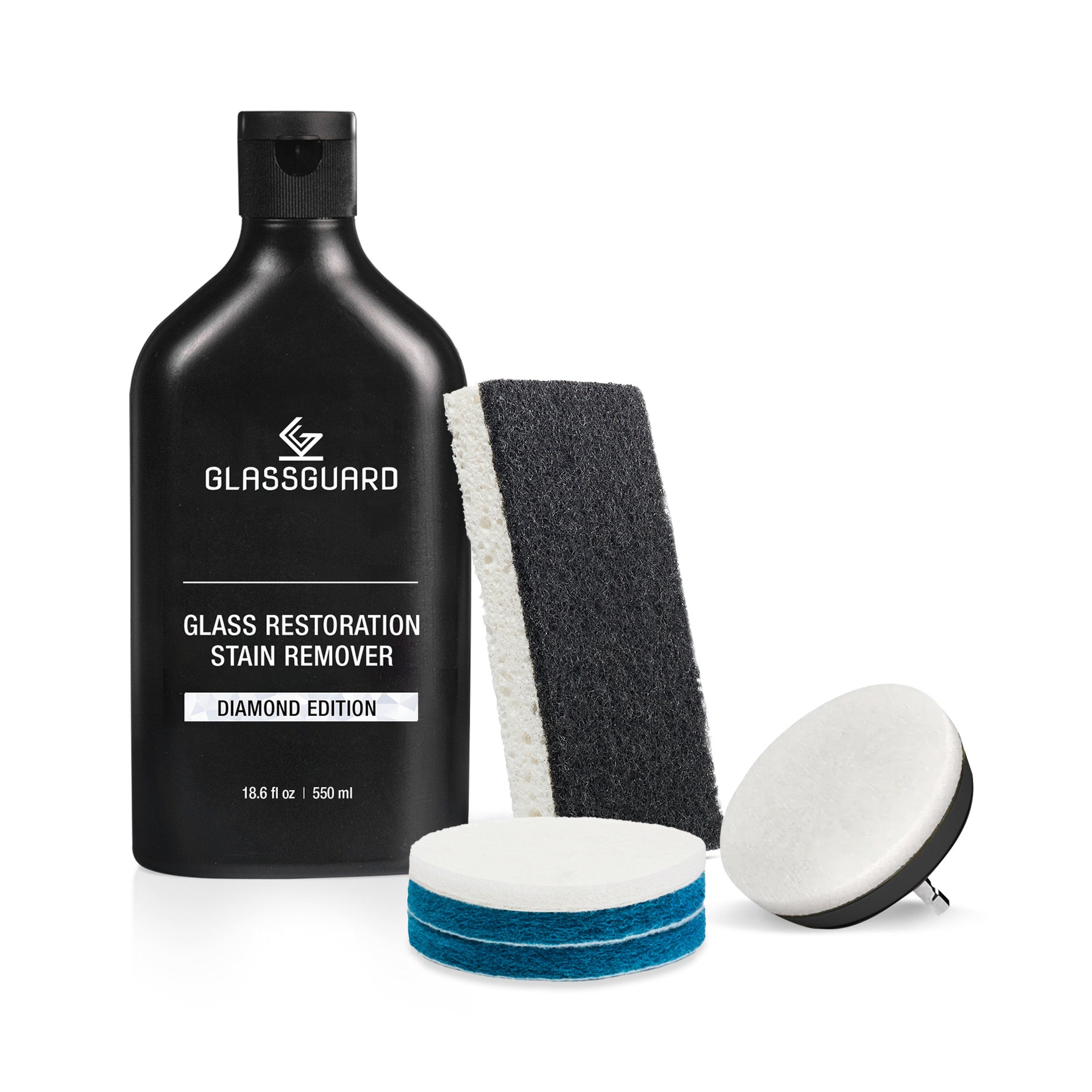 Glass Stain Remover + Drill Scrubbing Pads