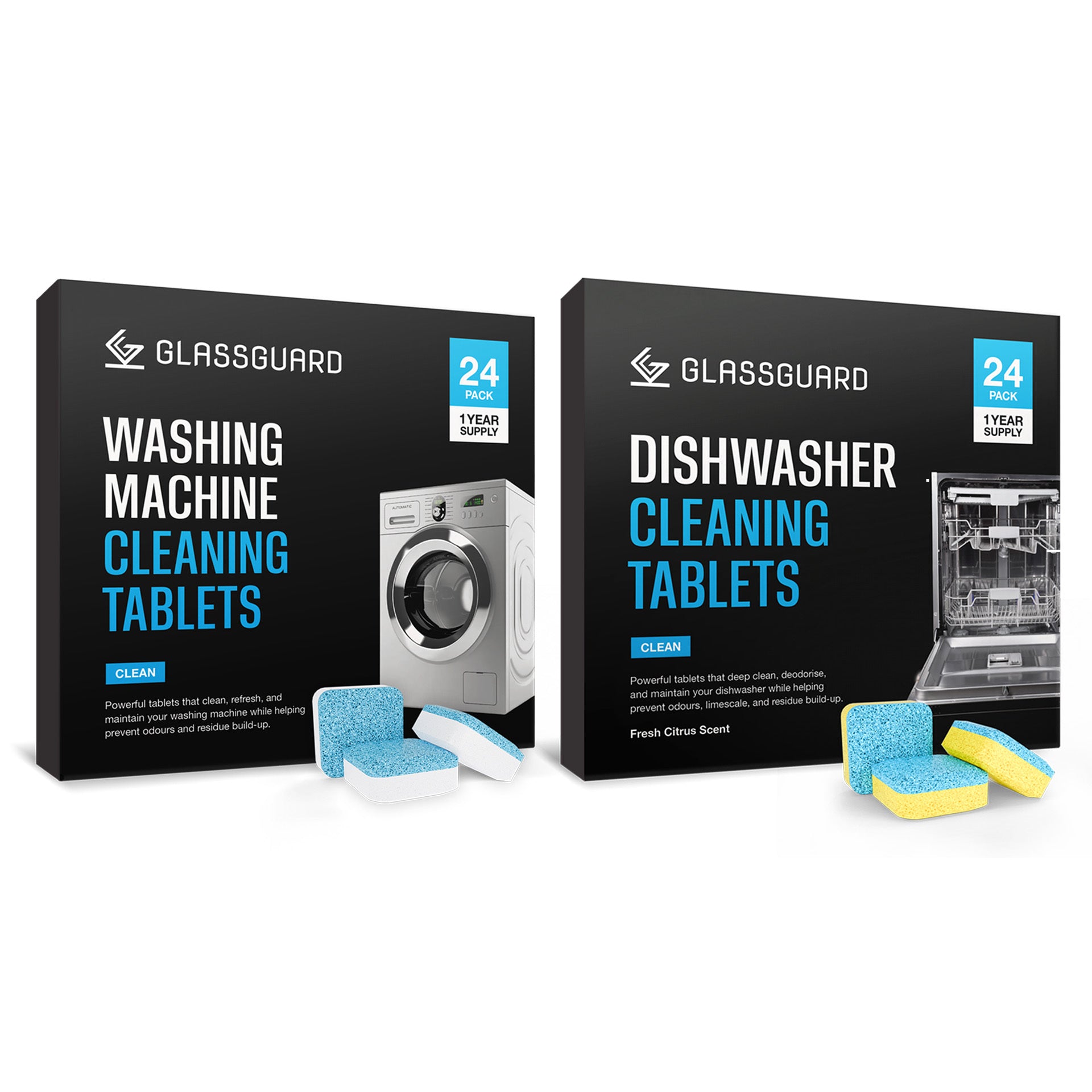 GLASSGUARD™ Washing Machine & Dishwasher Cleaning Tablet Bundle